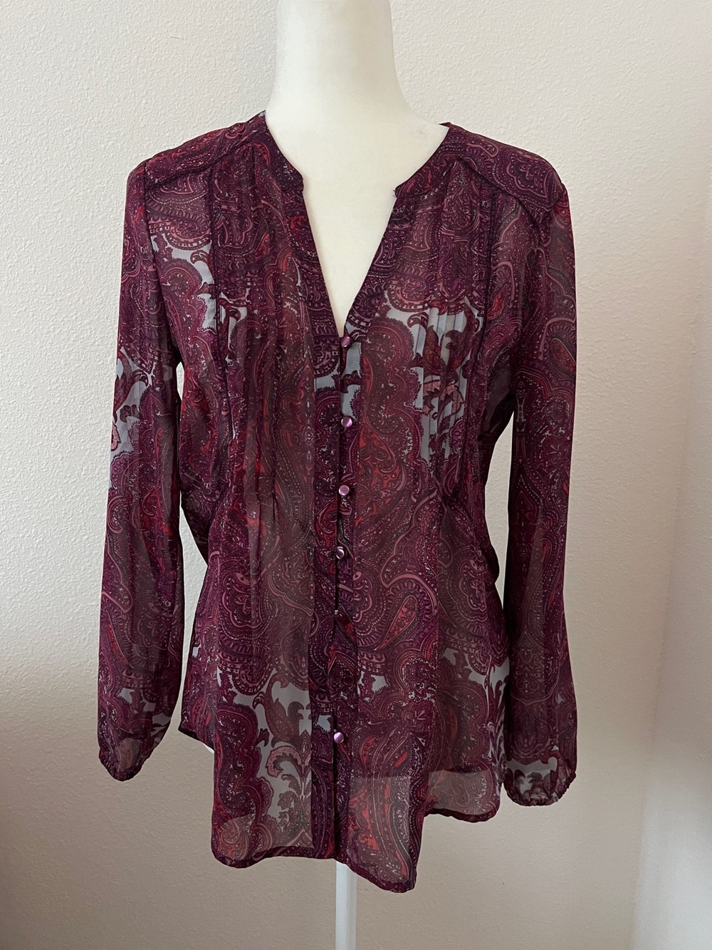 Lucky Brand Paisley Sheer Blouse | Size S